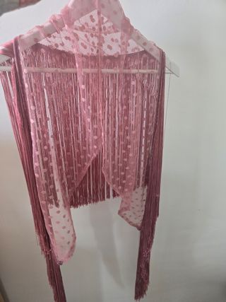 Falda rociera flamenca con mantoncillo de plumeti