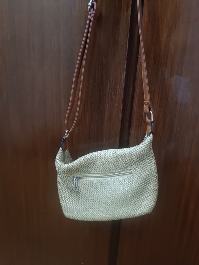 Carteira tiracolo bege e castanho