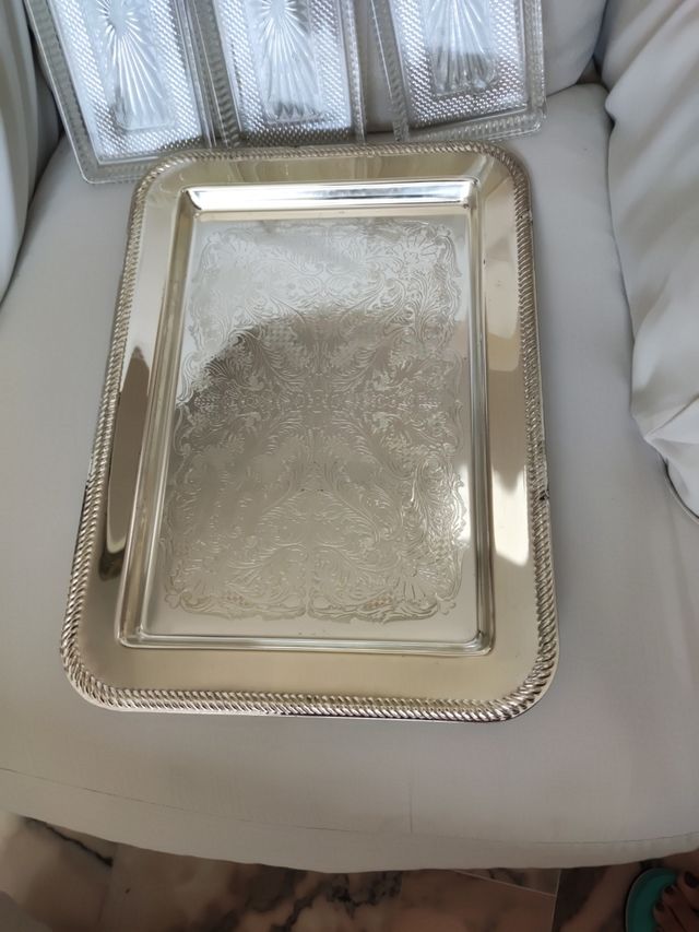 Entremesera de Alpaca y cristal rectangu