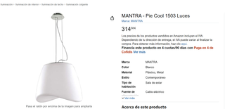Lámpara de Diseño MANTRA - Pie Cool 1503