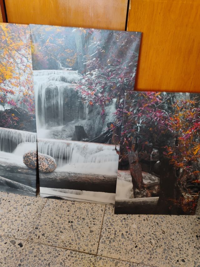 3 Cuadros cascada naturaleza