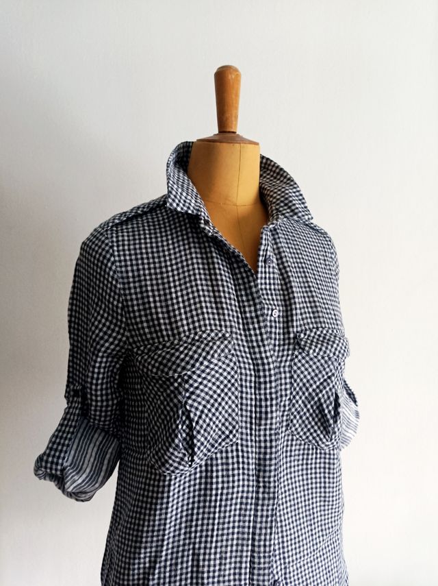 Camisa cuadros Mango azul-blanco