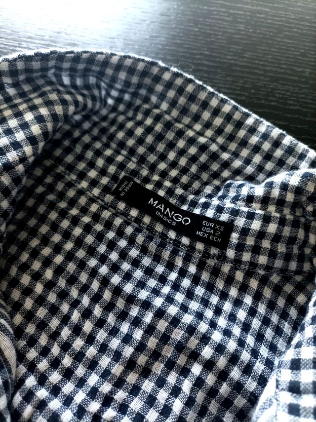 Camisa cuadros Mango azul-blanco