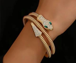 Pulsera serpiente oro | ojos verdes
