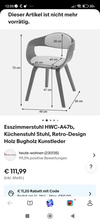 Silla comedor dormitorio heute wohnen