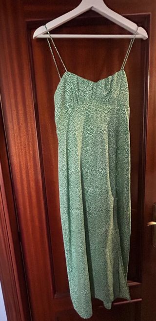 Vestido midi Zara verde estampado