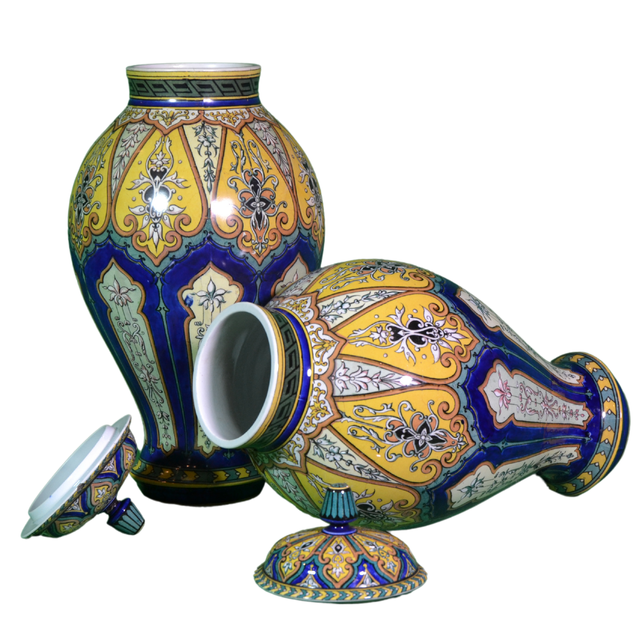 Jarrones Sarreguemines c.1900 estilo orientalista