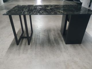 MESA ESCRITORIO, OFICINA, CRISTAL Y MADERA