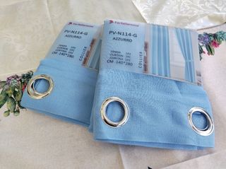 2 Tende Farfa Tessuto Filtrante 140x280 Azzurro 