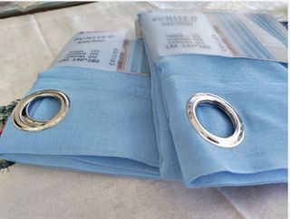 2 Tende Farfa Tessuto Filtrante 140x280 Azzurro 
