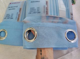2 Tende Farfa Tessuto Filtrante 140x280 Azzurro 