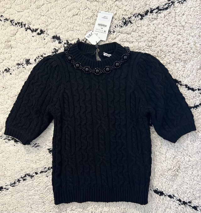 Jersey punto abalorios Zara