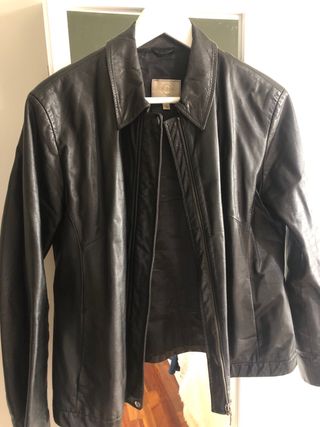 Cazadora biker piel auténtica negra