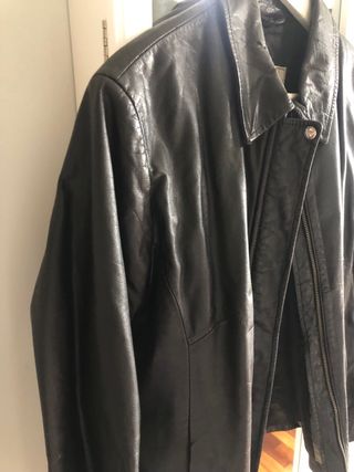 Cazadora biker piel auténtica negra