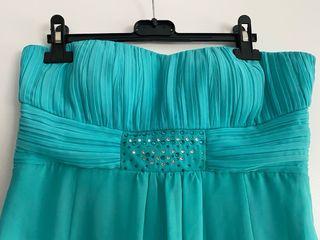 Vestido largo turquesa fiesta , Vera Mont