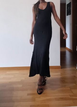 Vestido crochet negro largo