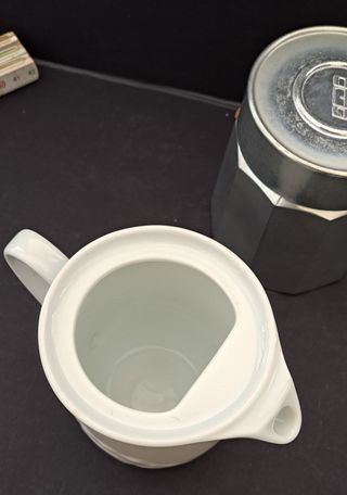 Caffettiera mulino bianco vintage ceramica acciaio