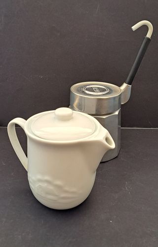 Caffettiera mulino bianco vintage ceramica acciaio