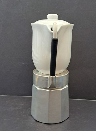 Caffettiera mulino bianco vintage ceramica acciaio