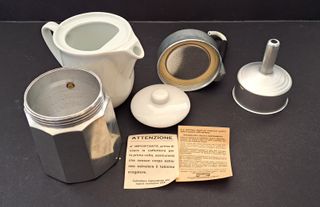 Caffettiera mulino bianco vintage ceramica acciaio