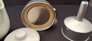 Caffettiera mulino bianco vintage ceramica acciaio