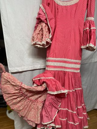 Traje gitana rosa lunares - Talla 36