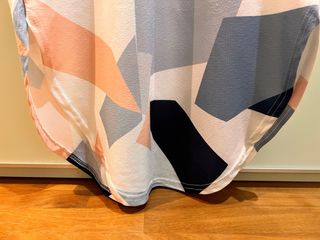 Vestito fantasia geometrico rosa, celeste e bianco