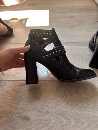 Botines Zara negros tacón grueso