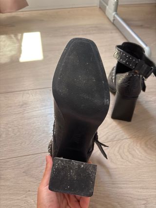 Botines Zara negros tacón grueso