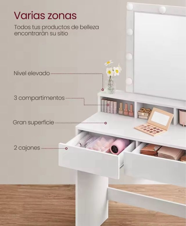 Toeletta con specchio LED bianco, ultime unità.