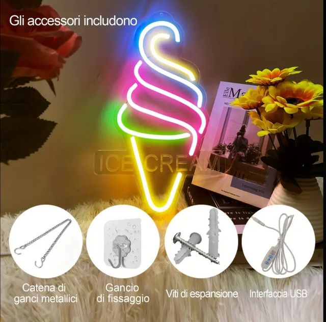 Lampada neon led "ICE CREAM" multicolor