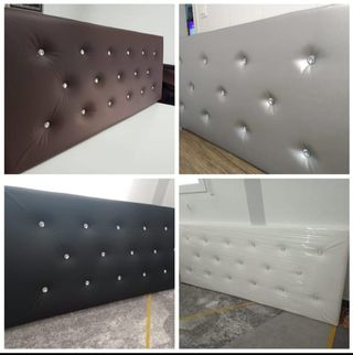 Cabeceros cama piel sintética marrón y blanco negr