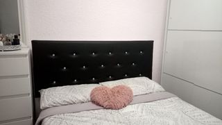 Cabeceros cama piel sintética marrón y blanco negr