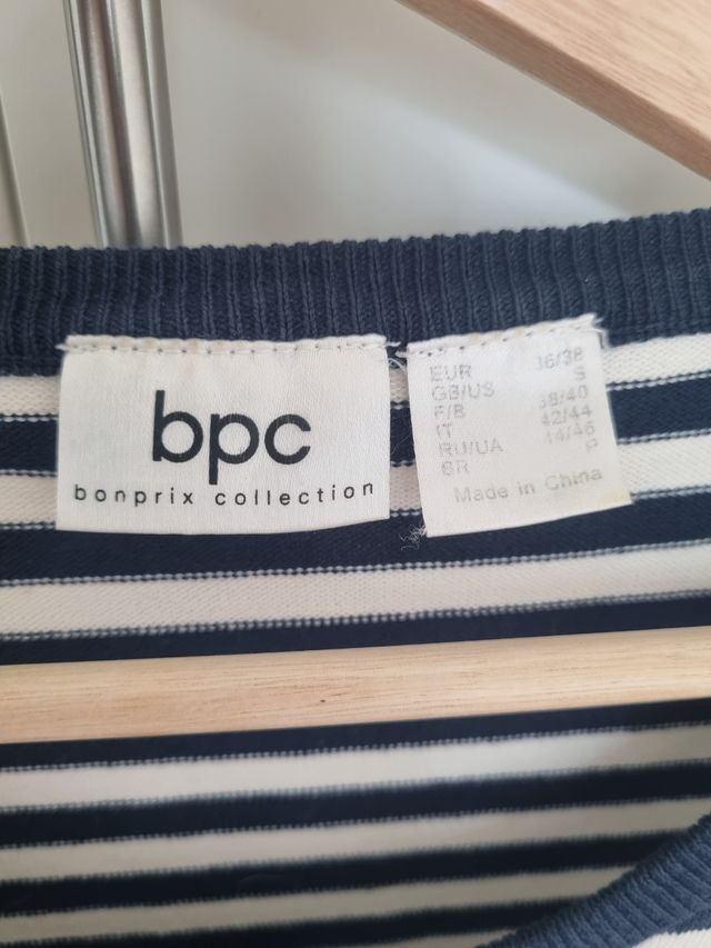 Suéter rayas azul marino-blanco bpc talla S