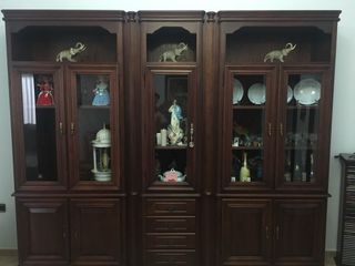 Mueble vitrina madera 3 piezas