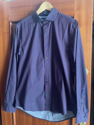 Camisa Tommy Hilfiger M - Azul con lunares rojos