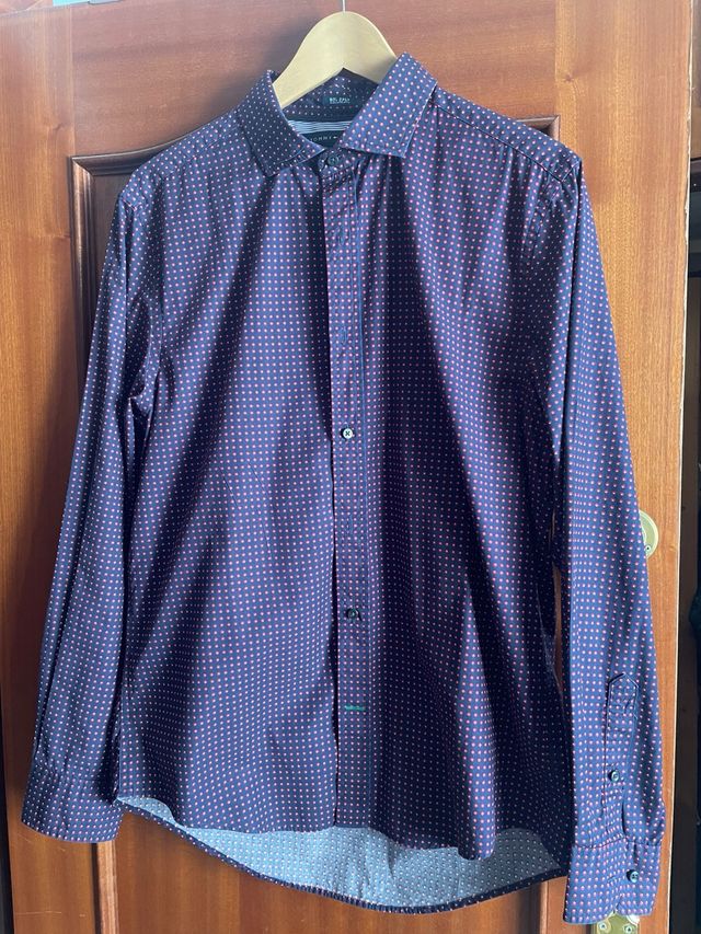 Camisa Tommy Hilfiger M - Azul con lunares rojos