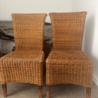 4 sillas mimbre -  madera