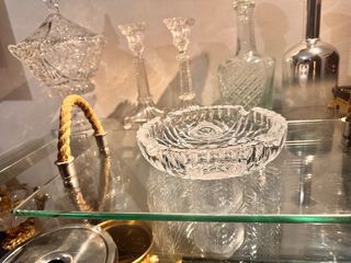 Cenicero antiguo de cristal tallado años 70s