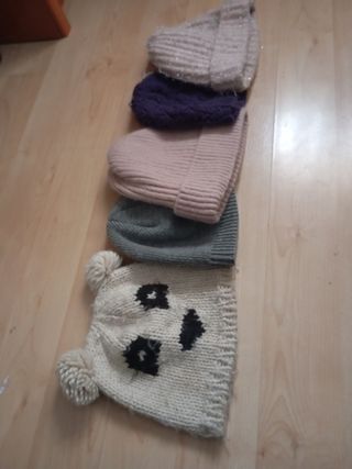Lote 5 gorros lana mujer 