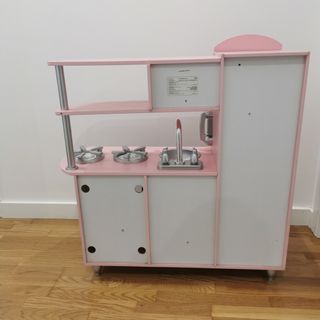 Cocinita rosa madera infantil + accesorios 