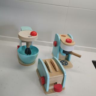 Cocinita rosa madera infantil + accesorios 