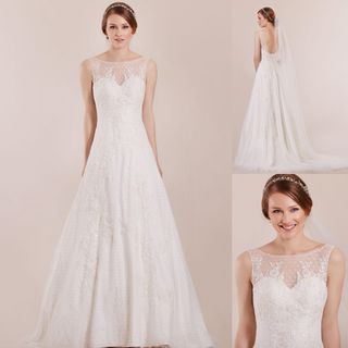 Vestido Novia T 42 Corte A Blanco Natural 
