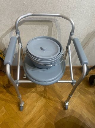 Silla de aseo geriátrica plegable, silla de WC