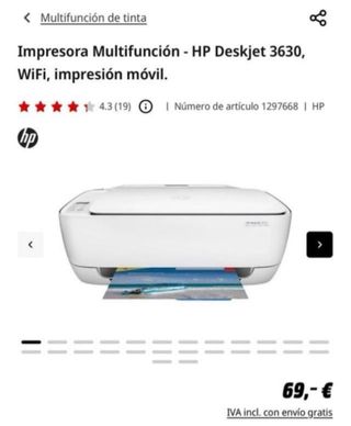 HP Deskjet 3630 - Impresora WiFi