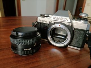Minolta Cámara analógica + Objetivos + bolsa