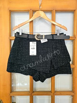 Falda pantalón Zara negra cinturon L