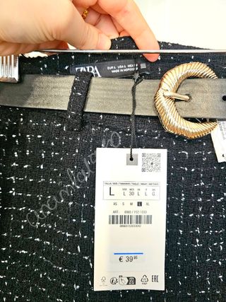 Falda pantalón Zara negra cinturon L