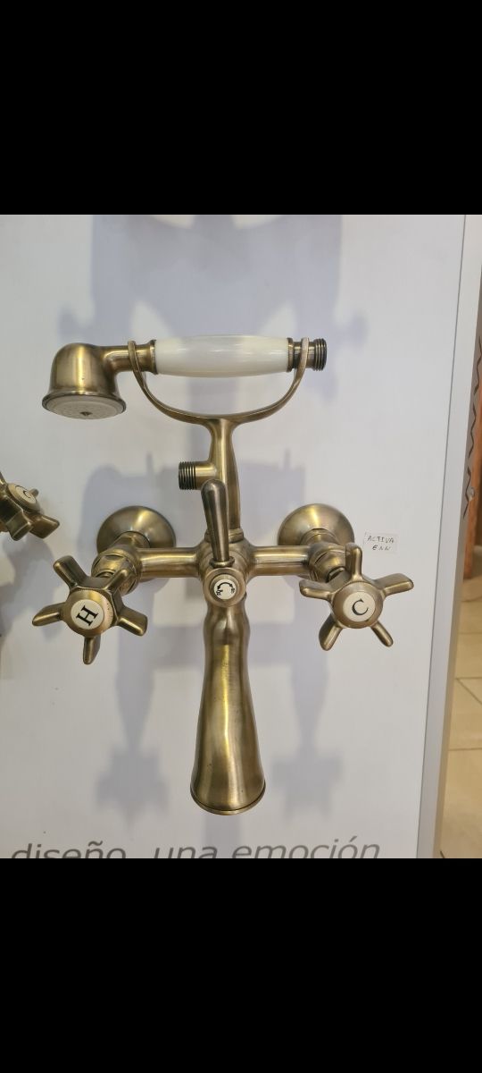 Grifería baño ducha latón antiguo