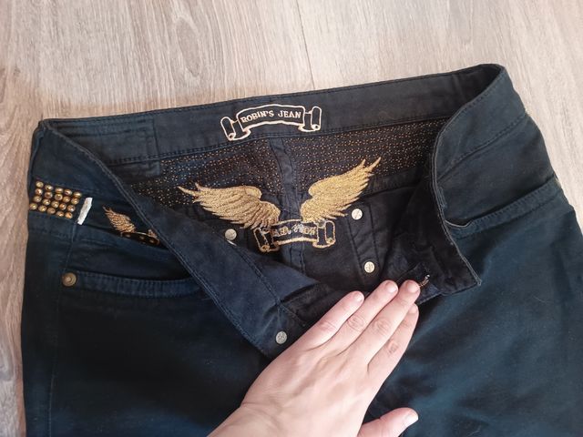 Pantalones Robin's Jean negros, talla 38
